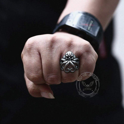 Octopus Skull Sterling Silver Animal Ring