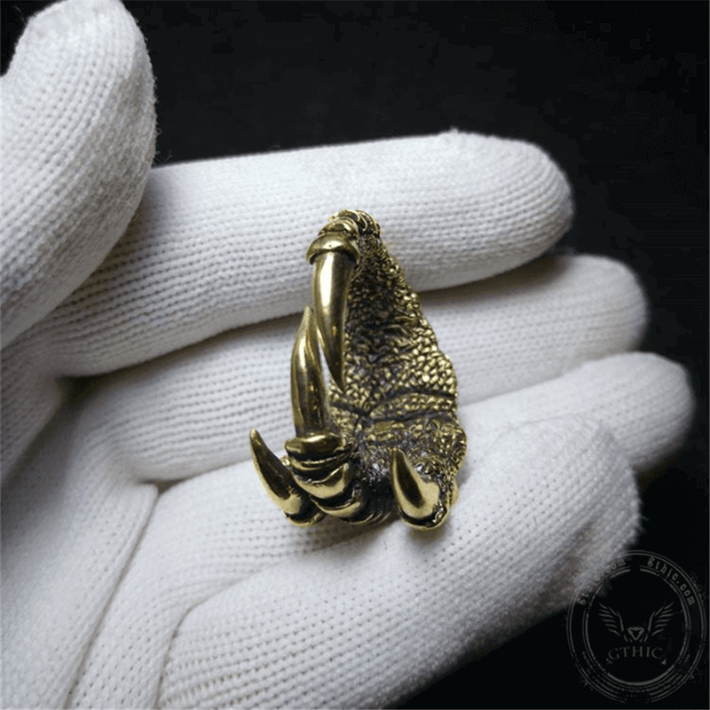 Retro Dragon Claw Brass Sterling Silver Ring