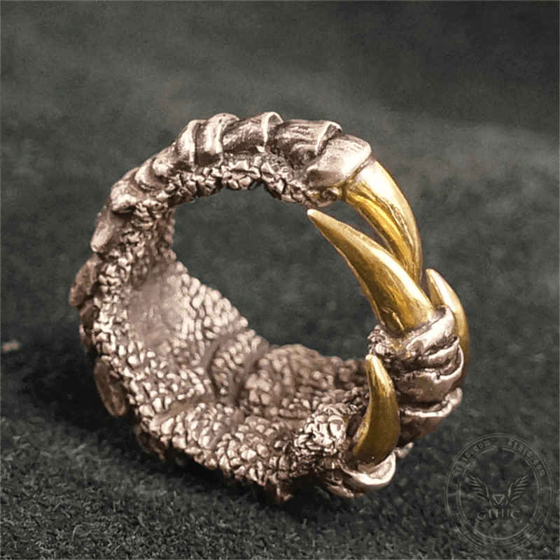 Retro Dragon Claw Brass Sterling Silver Ring