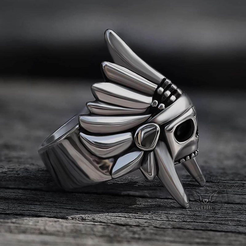 Tribal Chief Stainless Steel Skull Ring