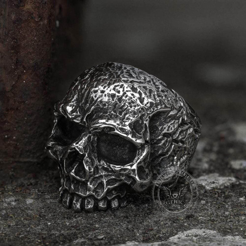 Rugged Stainless Steel Skull Ring