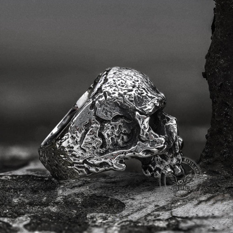 Rugged Stainless Steel Skull Ring