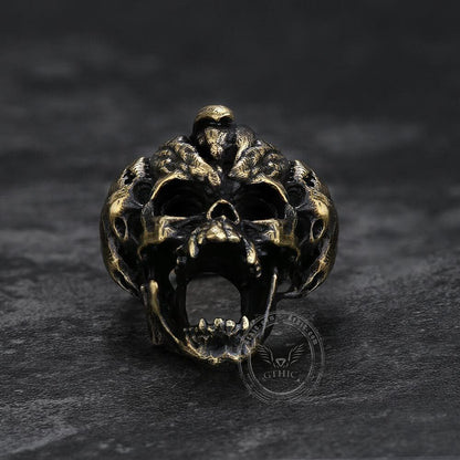 Halloween Horror Pumpkin Sterling Silver Skull Ring