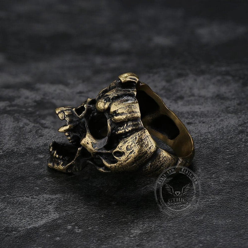Halloween Horror Pumpkin Sterling Silver Skull Ring