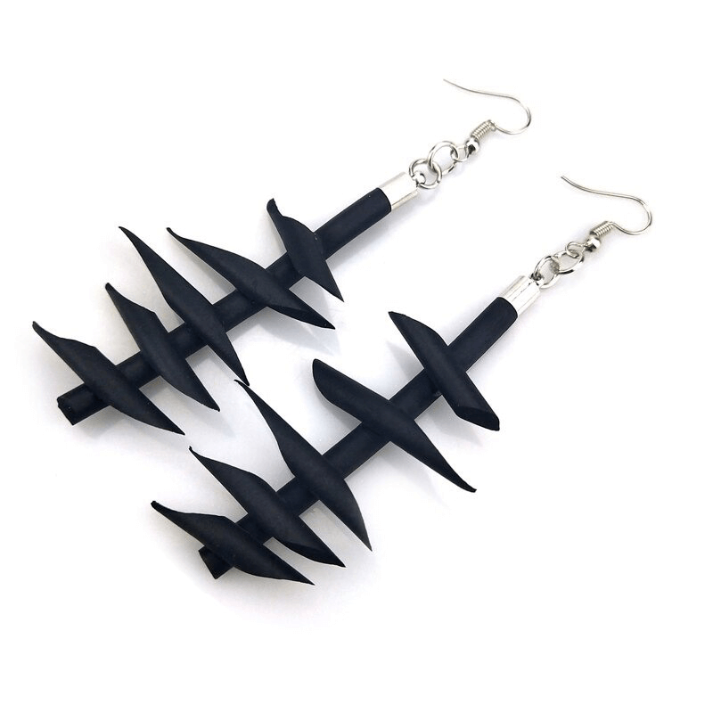 Handmade Rubber Long Earrings for / Gothic Strange Silicone Jewelry