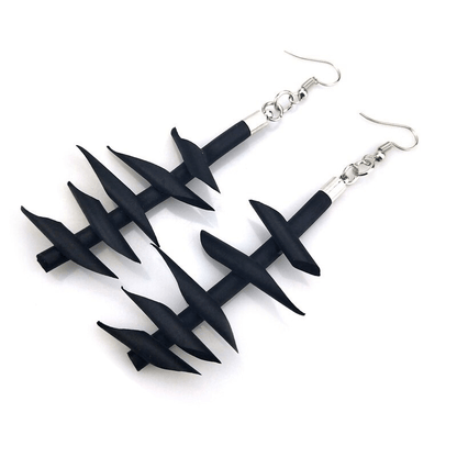 Handmade Rubber Long Earrings for / Gothic Strange Silicone Jewelry