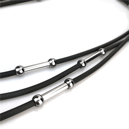 Handmade Rubber Necklaces / Black Rope Jewelry / Bohemia Statement Pendant Necklaces