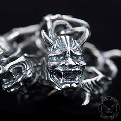 Hannya Oni Mask Sterling Silver Bracelet