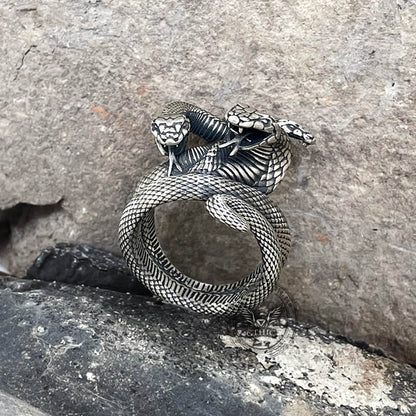The Three-headed Serpent Sterling Silver Snake Ring