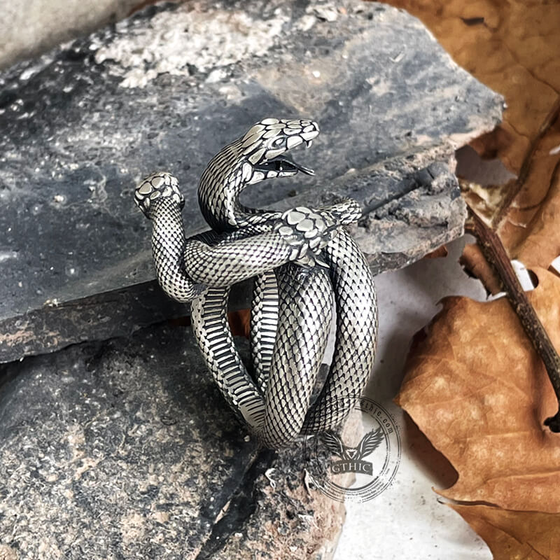 The Three-headed Serpent Sterling Silver Snake Ring