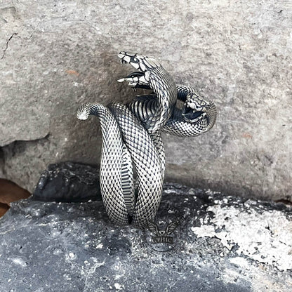The Three-headed Serpent Sterling Silver Snake Ring