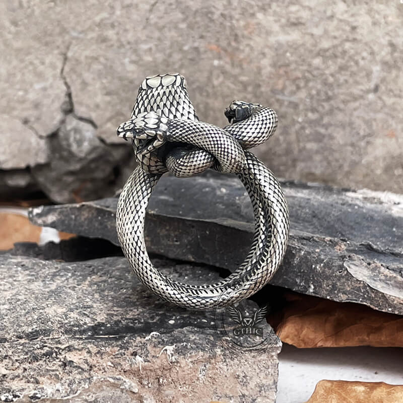 The Three-headed Serpent Sterling Silver Snake Ring