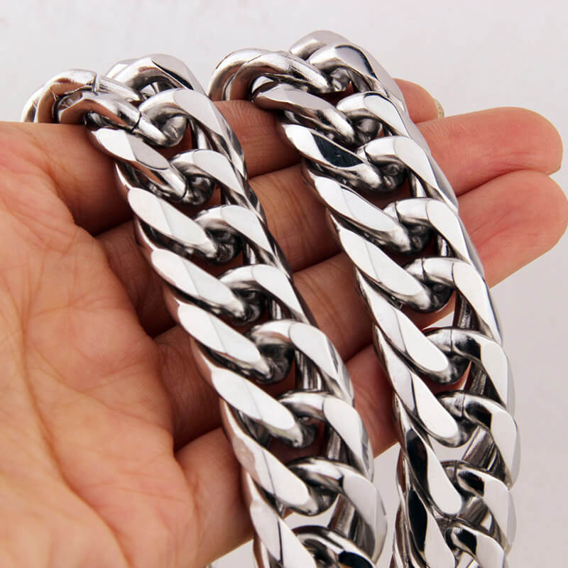 Heavy Polished Cuban Link Chain Stainless Steel Necklace