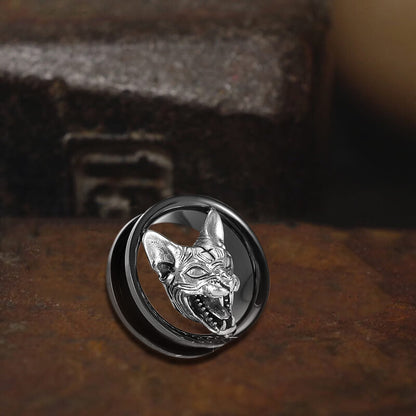 Hell Cat Cross Stainless Steel Ear Gauges