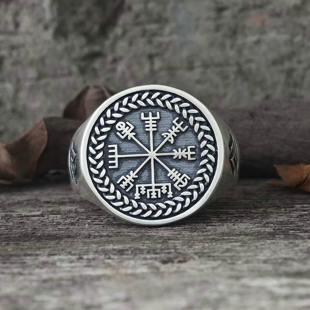 Helm of Awe Valknut Sterling Silver Viking Ring