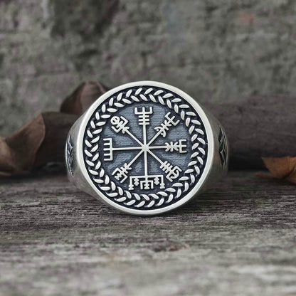 Helm of Awe Valknut Sterling Silver Viking Ring