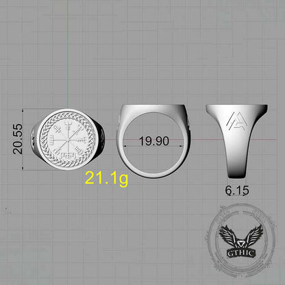 Helm of Awe Valknut Sterling Silver Viking Ring