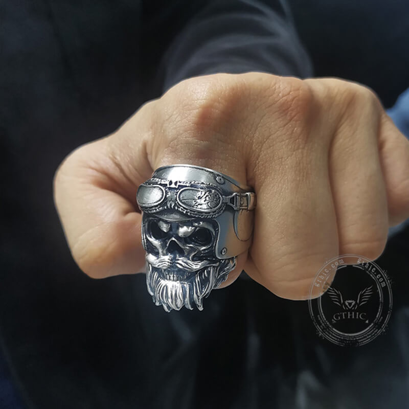 Helmet Skull Sterling Silver Ring