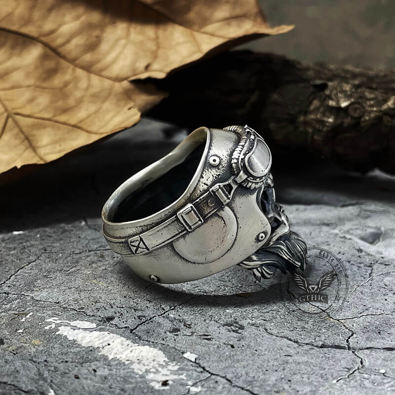 Helmet Skull Sterling Silver Ring