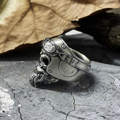 Helmet Skull Sterling Silver Ring