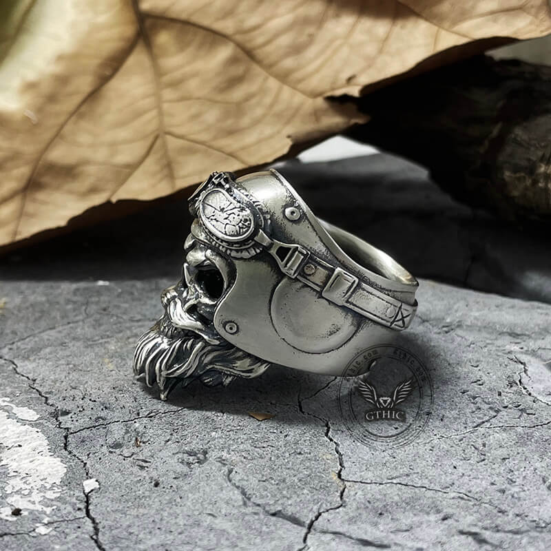Helmet Skull Sterling Silver Ring