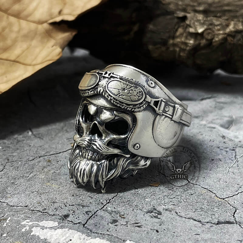 Helmet Skull Sterling Silver Ring