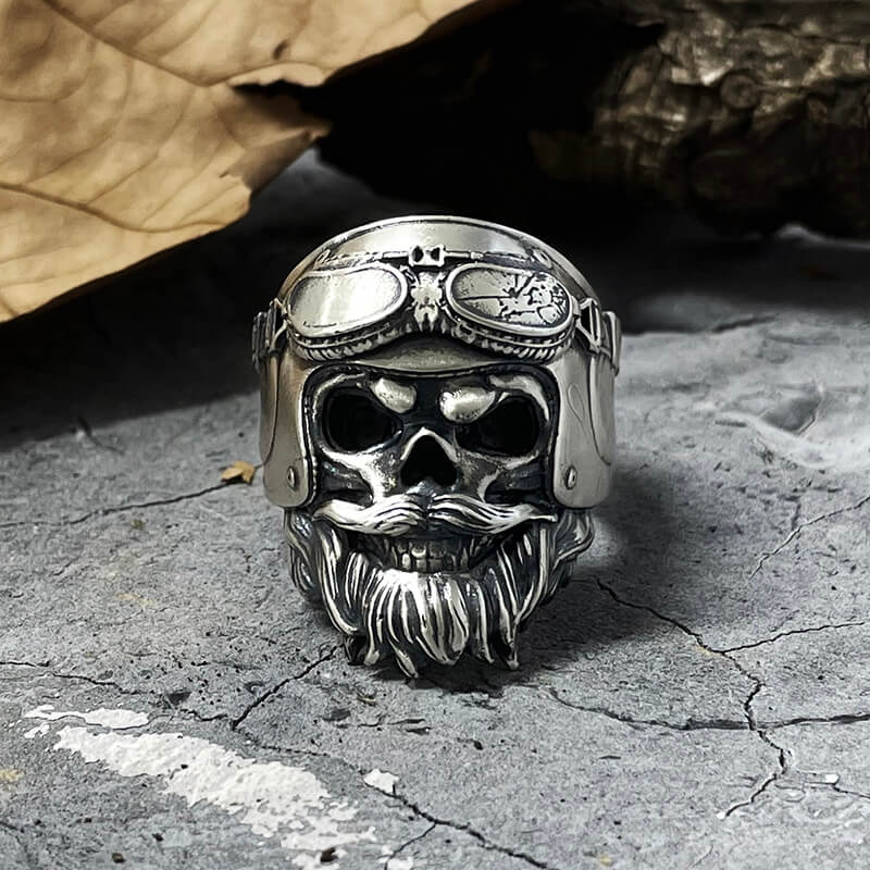 Helmet Skull Sterling Silver Ring