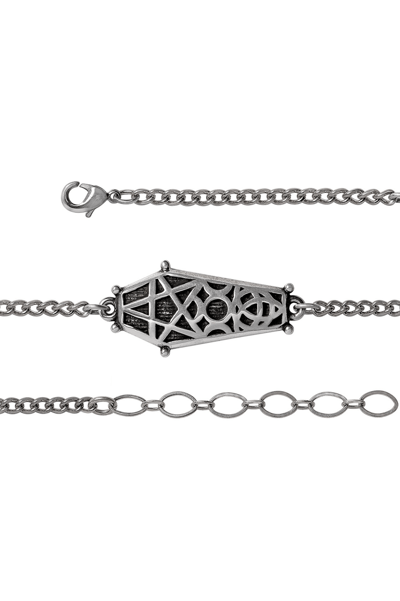 Hex Coffin Wrist Chain With Pentagram and Moon Design