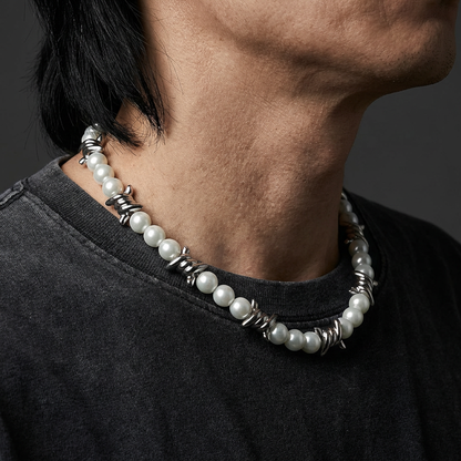 Pearl Barb Wire Necklace