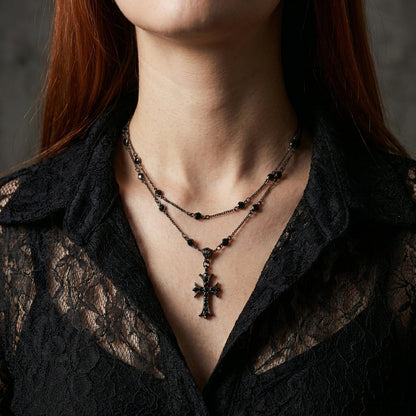 Onyx Cross Necklace