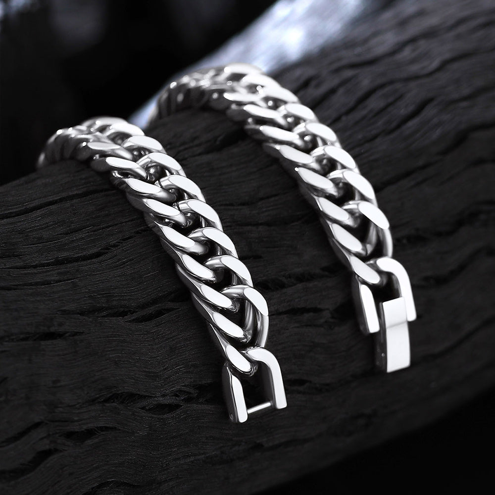 Cuban Link Chain Bracelets Set for Couple, 8/12mm Width