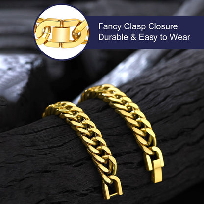 Cuban Link Chain Bracelets Set for Couple, 8/12mm Width