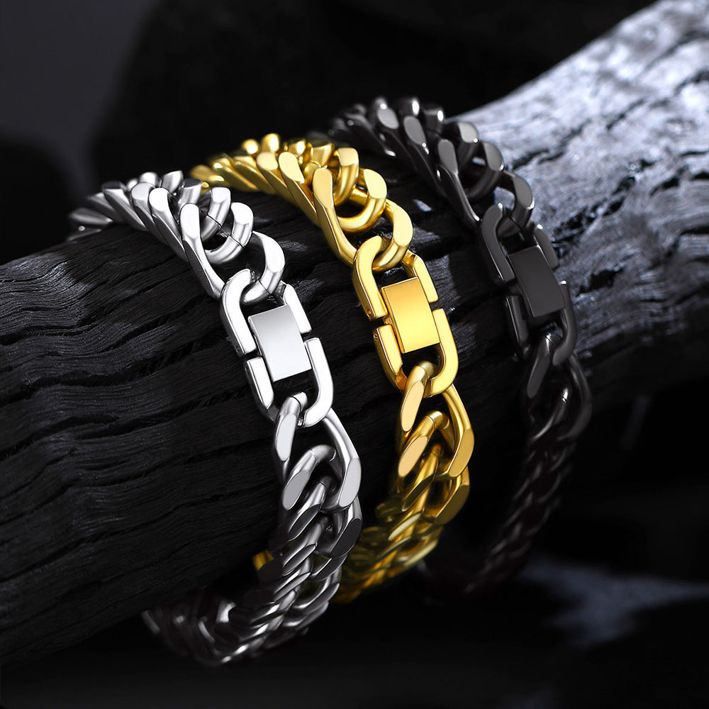 Cuban Link Chain Bracelets Set for Couple, 8/12mm Width