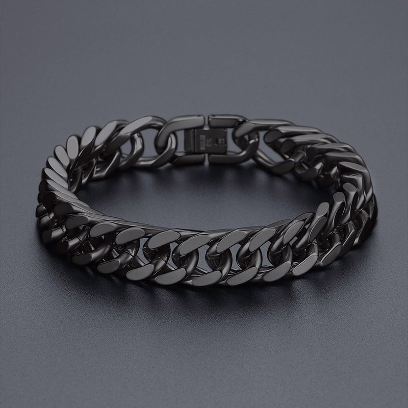 Cuban Chain Bracelet Gift for /dad/son, 8/12/17mm Width