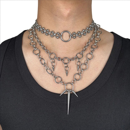 Hip-hop Punk Spiked Multi-layered Stainless Steel Necklace