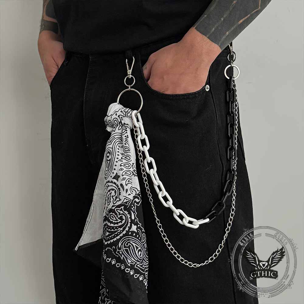 Hip Hop Cashew Flower Square Scarf Alloy Pants Chain
