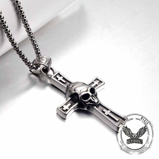 Hip Hop Skull Cross Stainless Steel Pendant