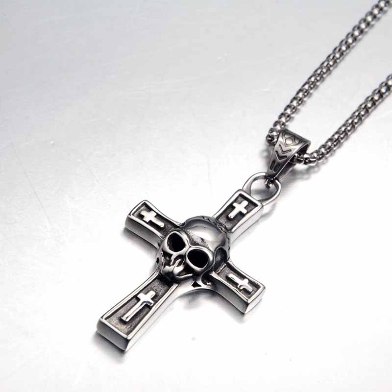 Hip Hop Skull Cross Stainless Steel Pendant