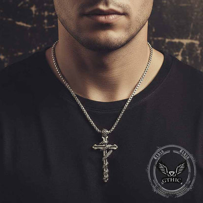 Hip Hop Snake Wrapped Cross Stainless Steel Pendant