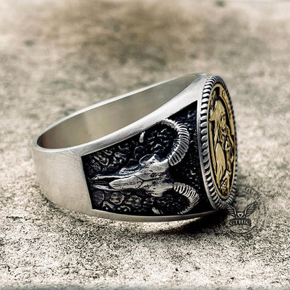 Hobo Nickel Grim Reaper Sterling Silver Skull Ring