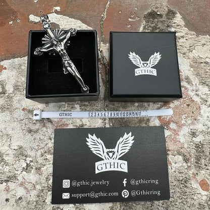 Holy Light Jesus Suffering Stainless Steel Cross Pendant