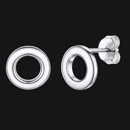 Sterling Silver Classic Circle Stud Earrings for