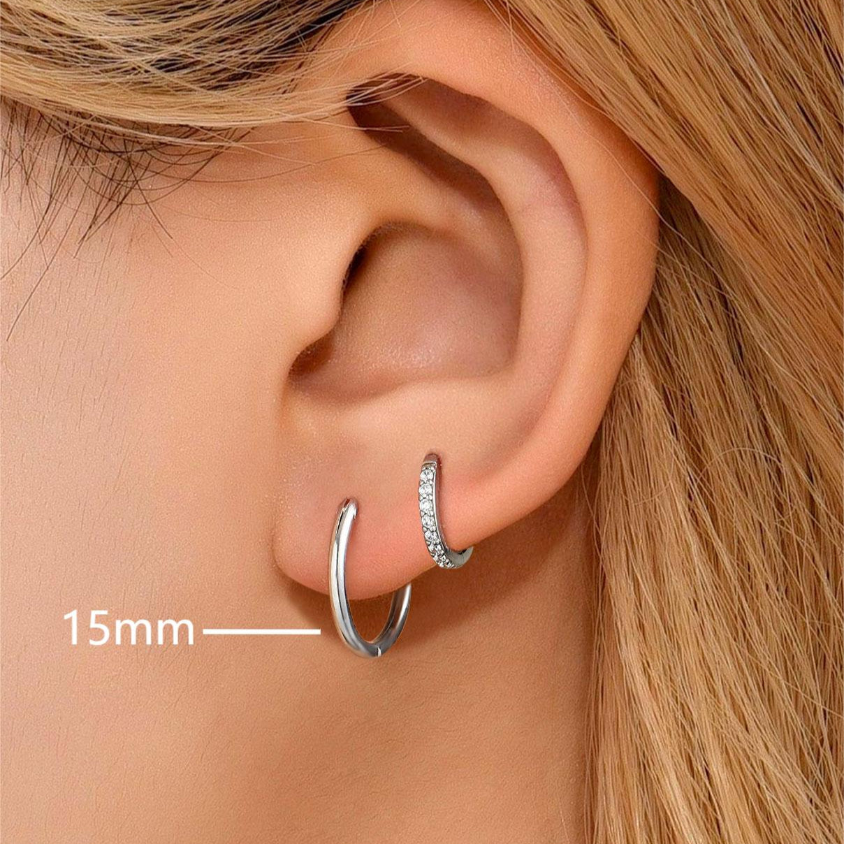 Classic Sterling Silver Piercing Hollow Hoop Earrings for