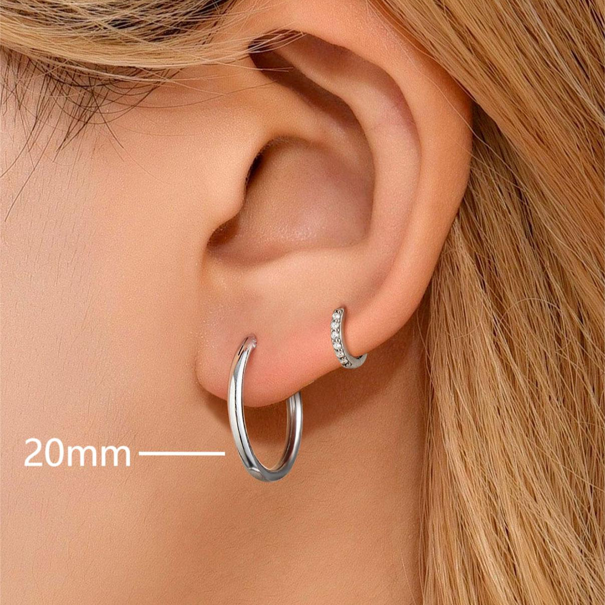 Classic Sterling Silver Piercing Hollow Hoop Earrings for