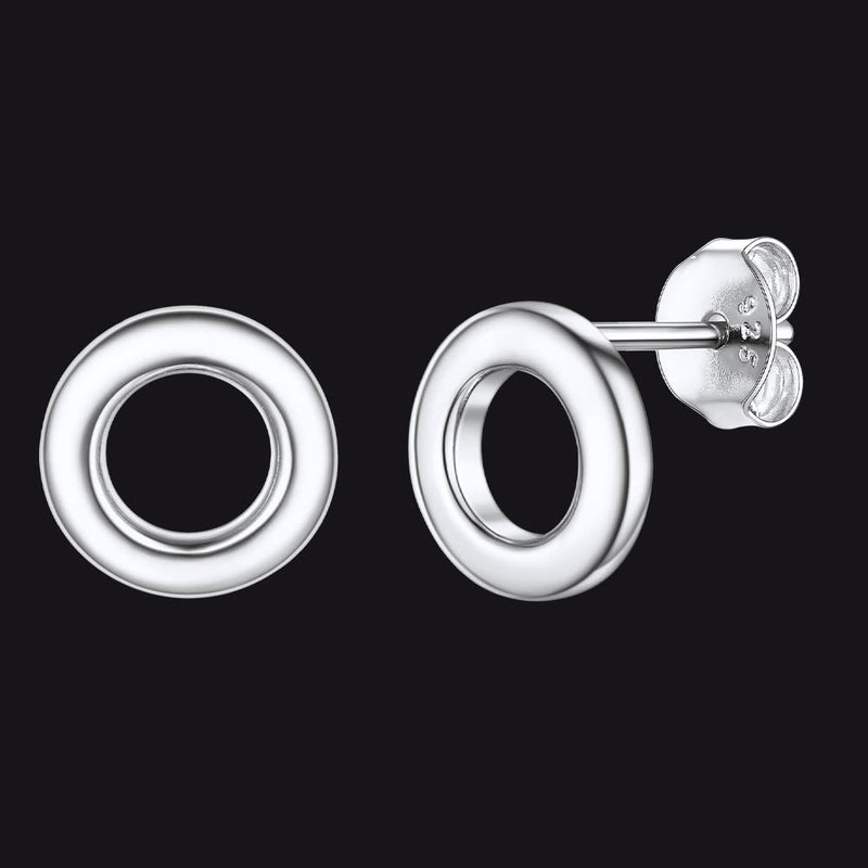 Sterling Silver Classic Circle Stud Earrings for