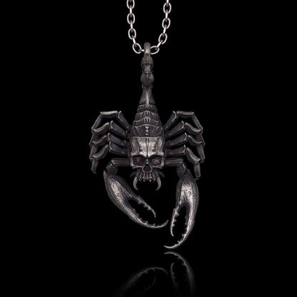Horrible Skull Faced Scorpion Sterling Silver Pendant