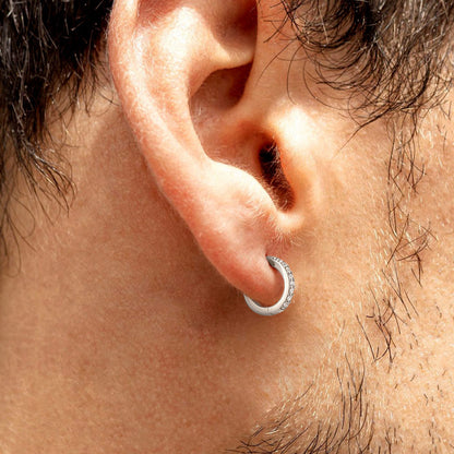 Sparkling Diamond Cartilage Huggie Hoop Earrings for in Sterling Silver