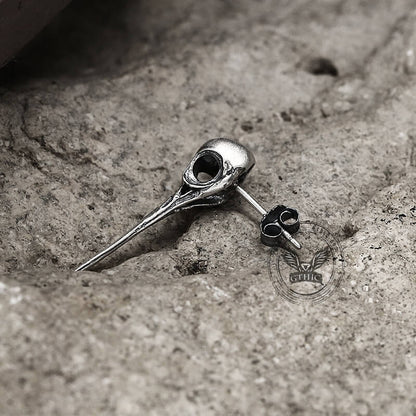 Hummingbird Skull Sterling Silver Stud Earrings