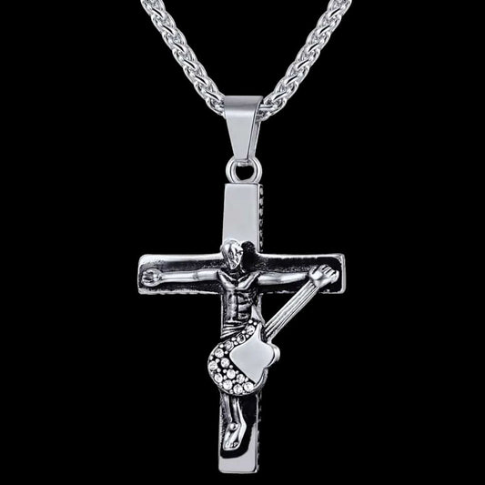 Guitar Jesus Cross Necklace Pendant for