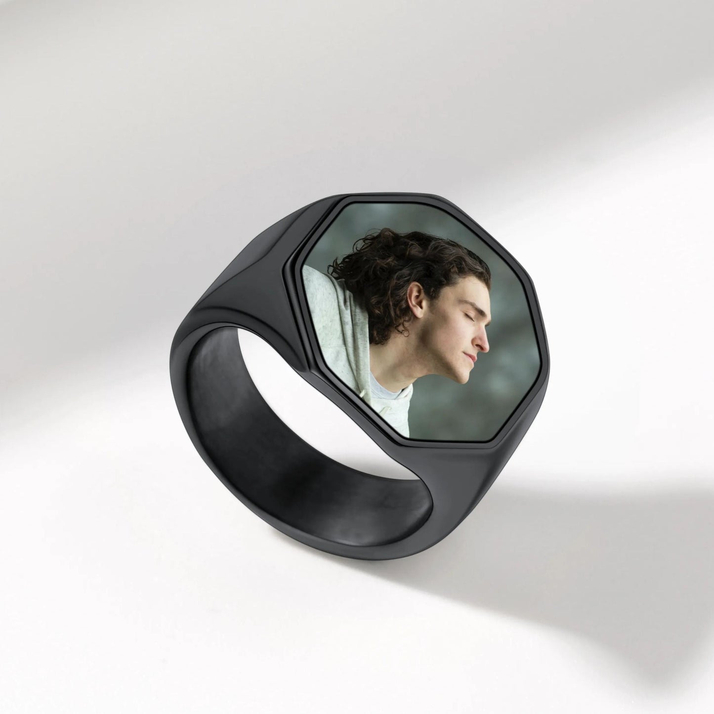 Personalized Octagon Signet Ring With Photo for
